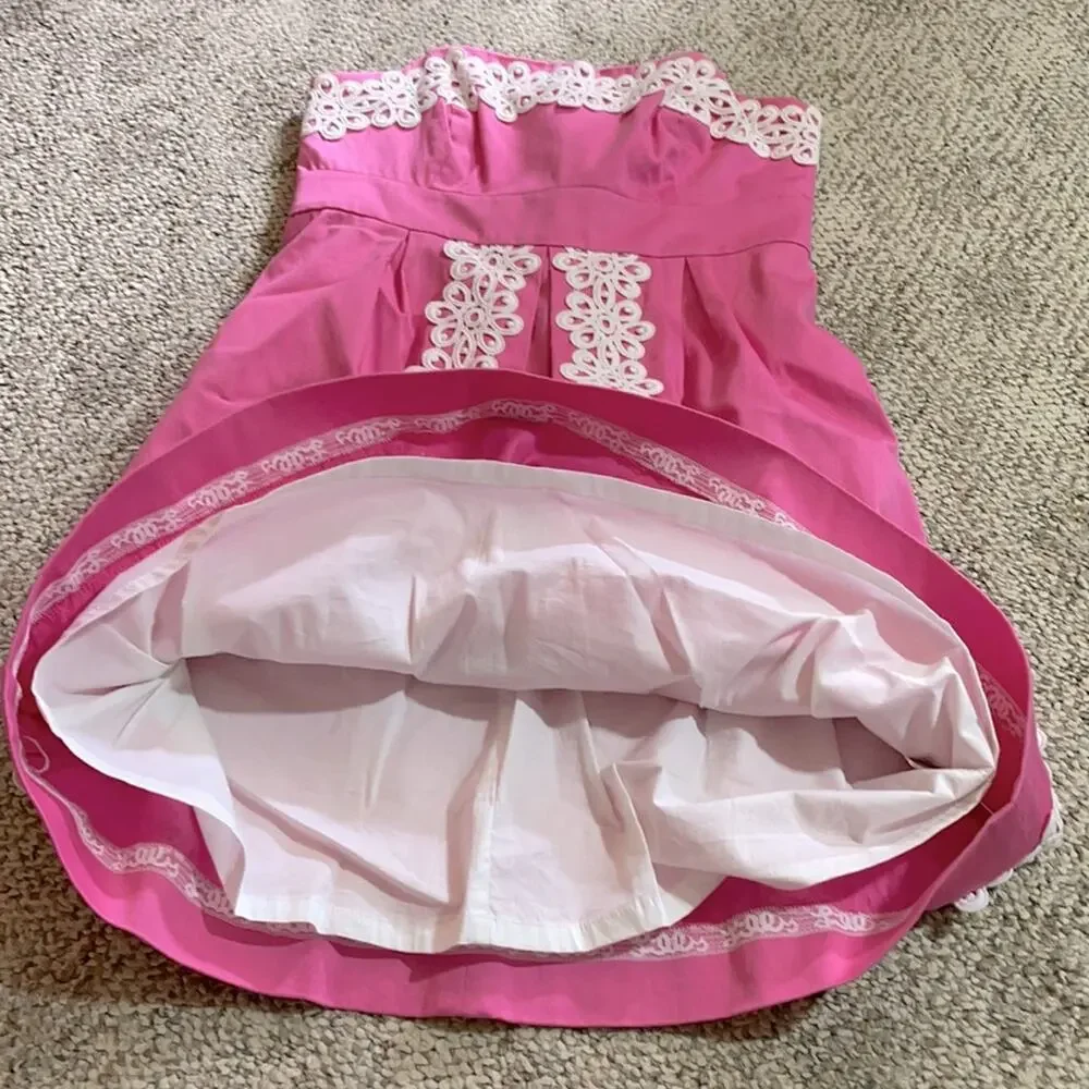 Lilly Pulitzer Betsy Dress Empire Waist Pink White Rare - Picture 5 of 6